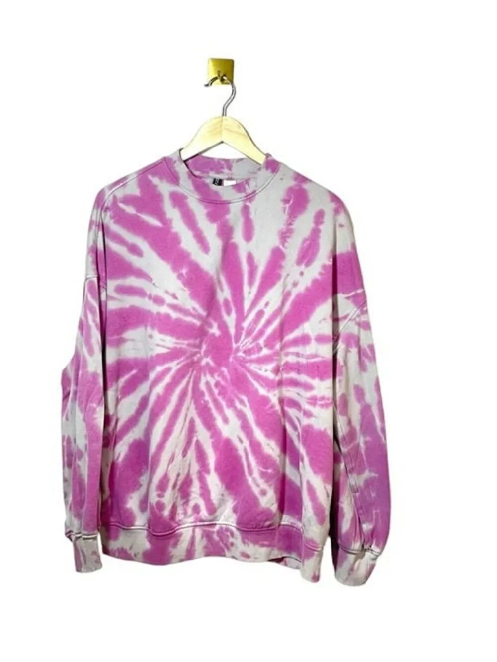 H&M Pink Tie Dye Oversized Sweatshirt Crewneck Lounge Pullover S